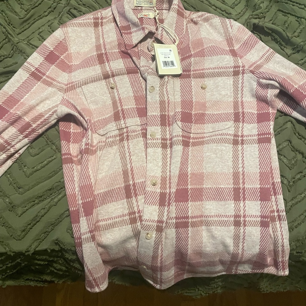 Faherty Pink Button Down Shirt Relaxed Plaid Design